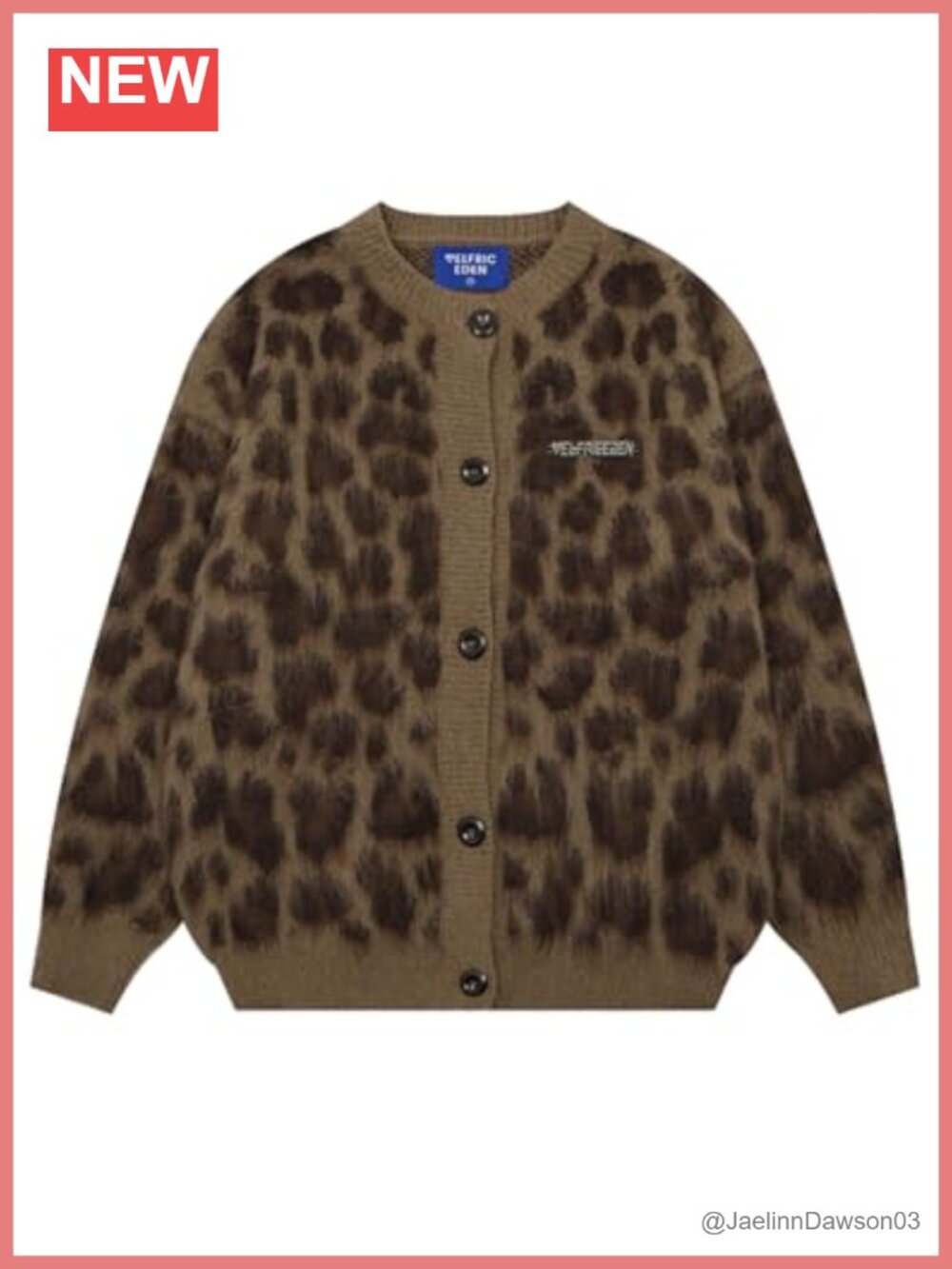 Leopard Print Oversized Button Down Cardigan Sweater Long Sleeve Y2K
